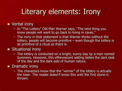 verbal irony in the lottery|dramatic irony in the lottery.